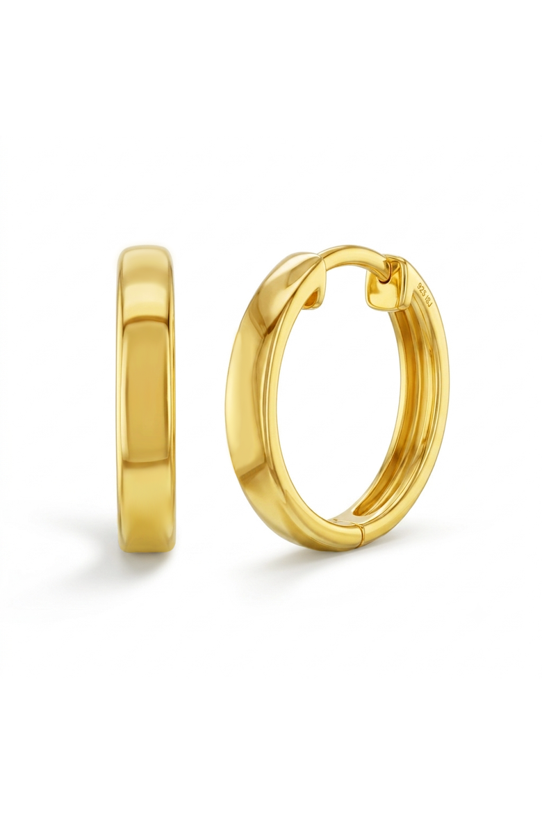 Classic Polished Plated Huggie Hoops, Alternate, color, Gold