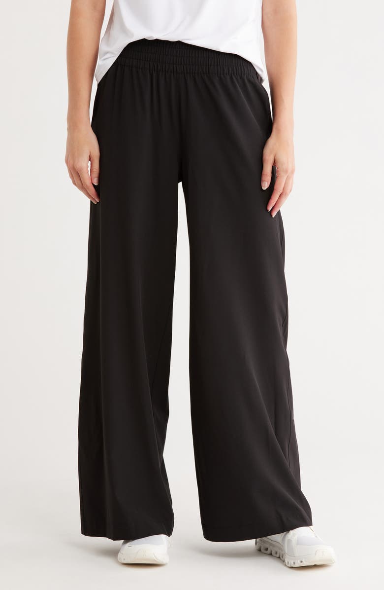 DKNY High Waist Wide Leg Pants, Main, color, Black
