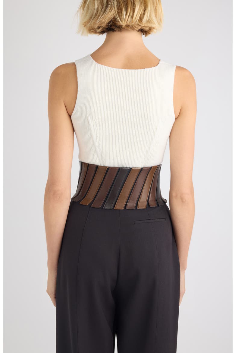 Wool Blend Rib Corset Top, Alternate, color, BLANC NATUREL