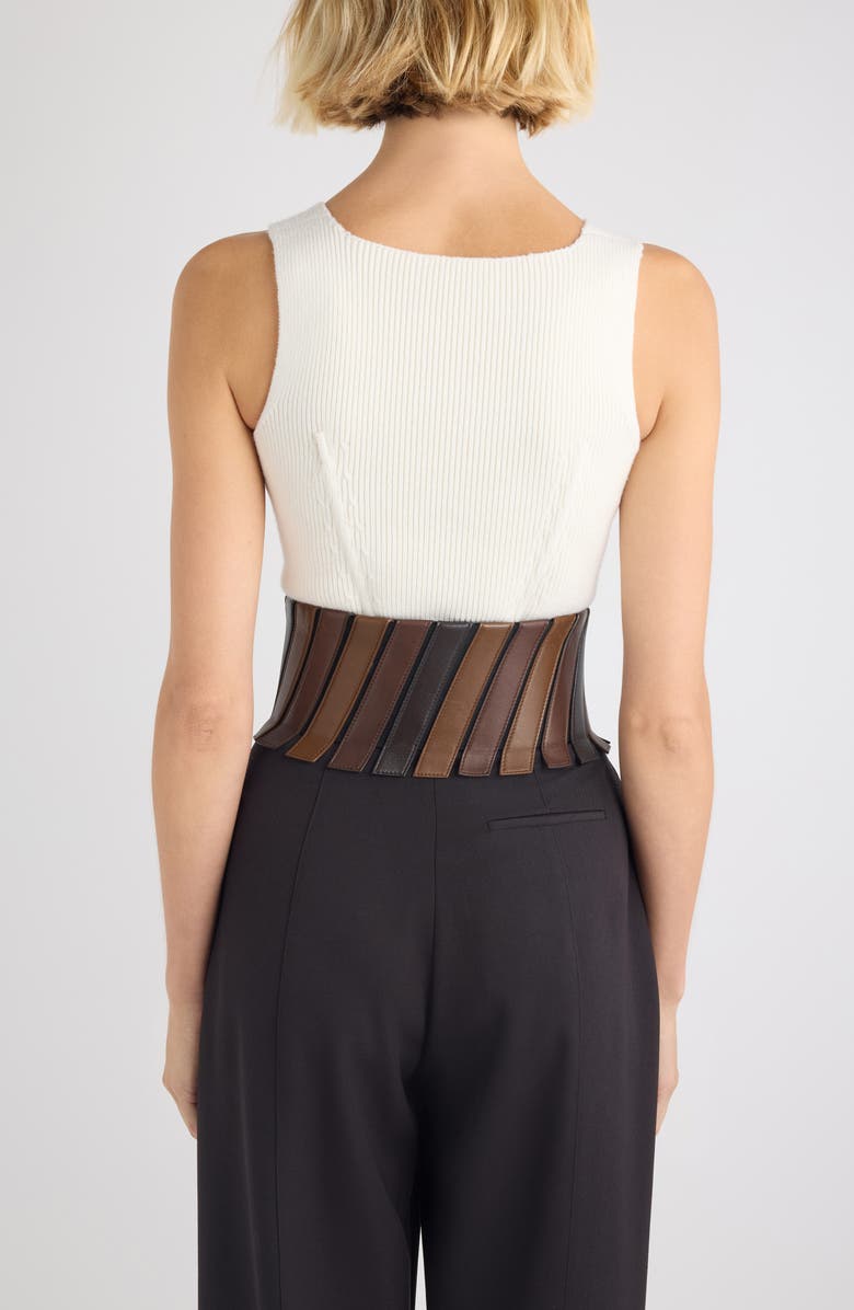 Alaïa Wool Blend Rib Corset Top, Alternate, color, Blanc Naturel