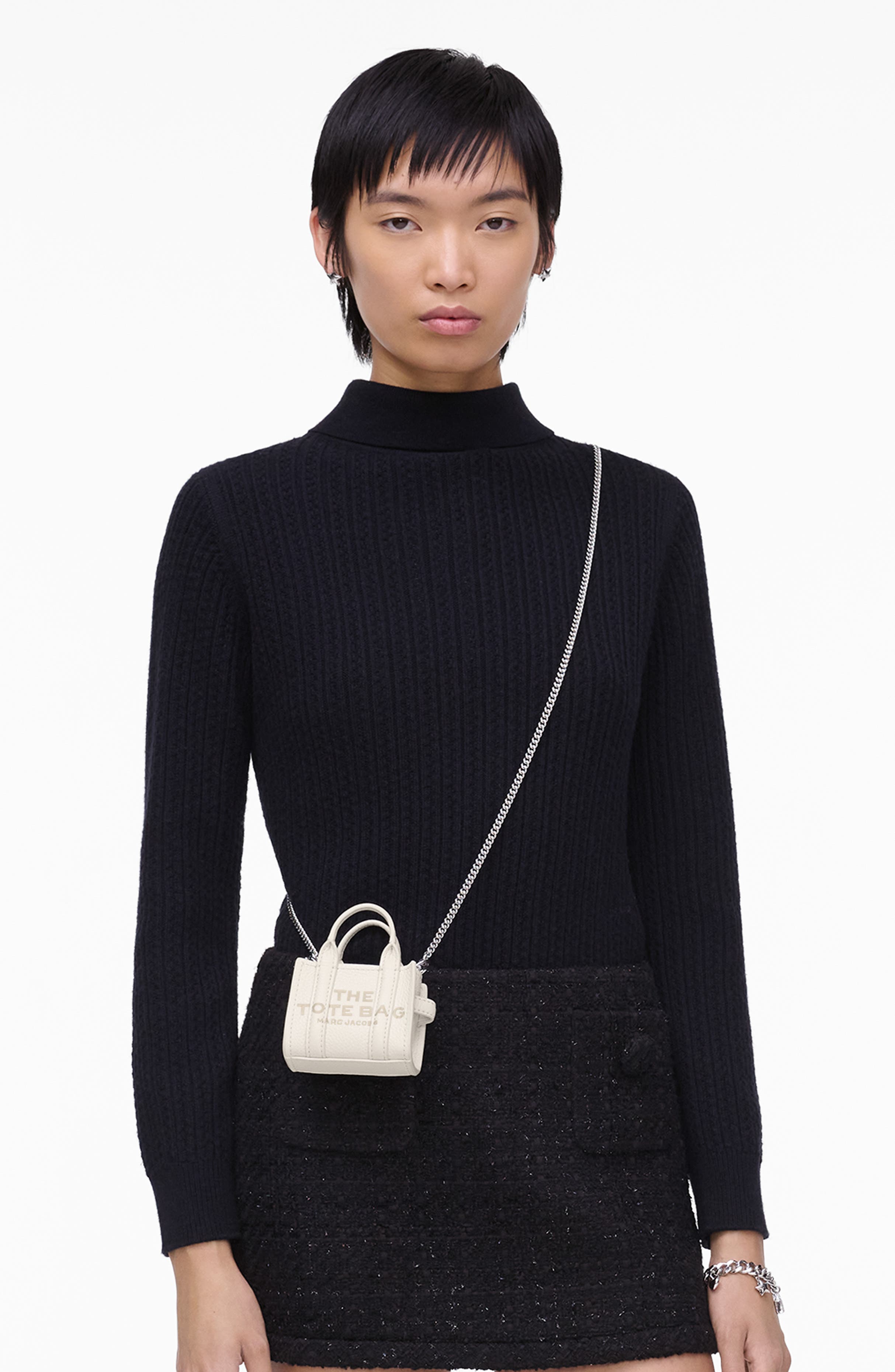 Marc Jacobs The Nano Charm Tote Leather Crossbody Bag, Alternate, color, Cotton