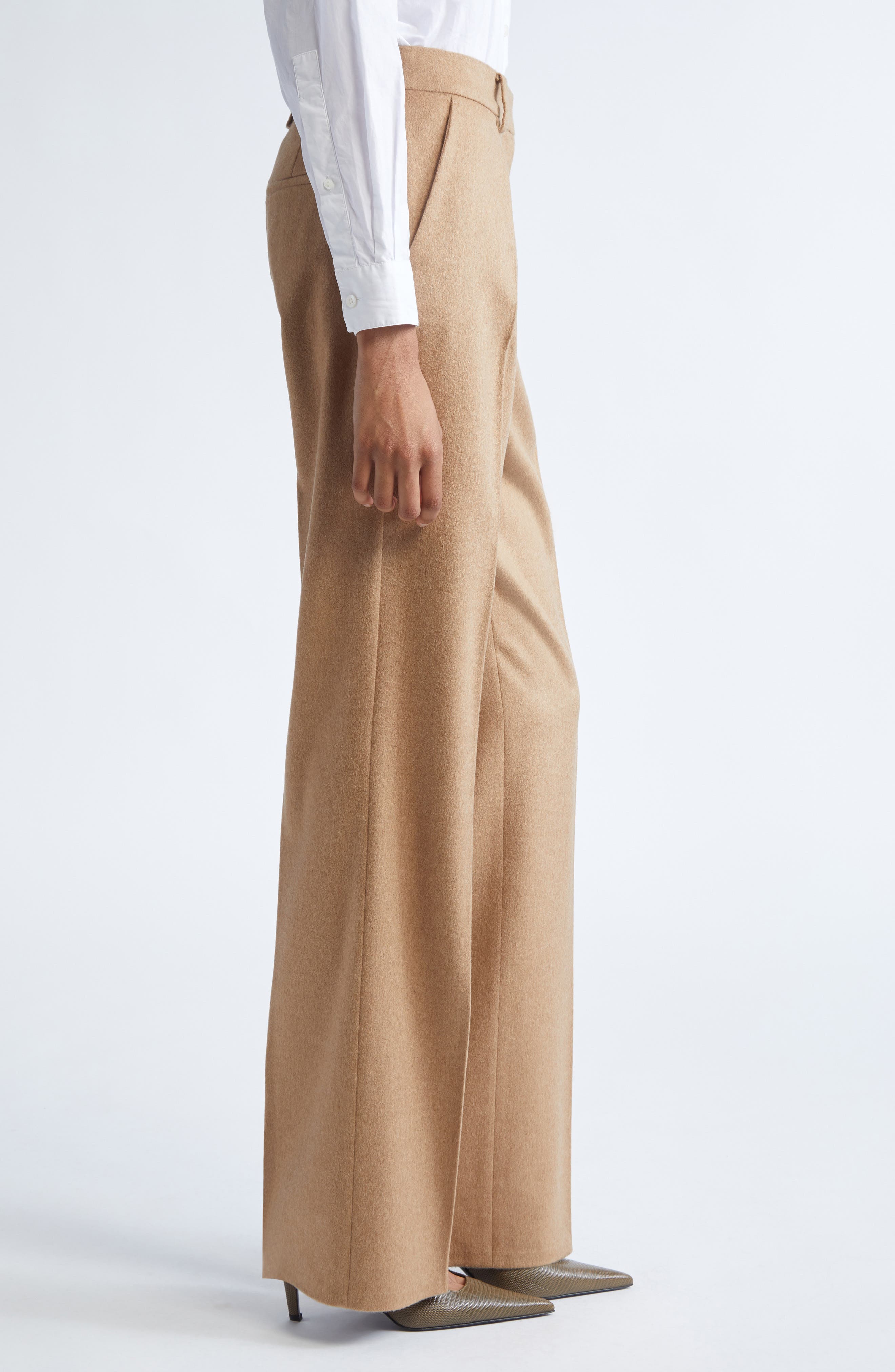 Max Mara Carbone Camel Hair Straight Leg Pants (Women) | Nordstrom