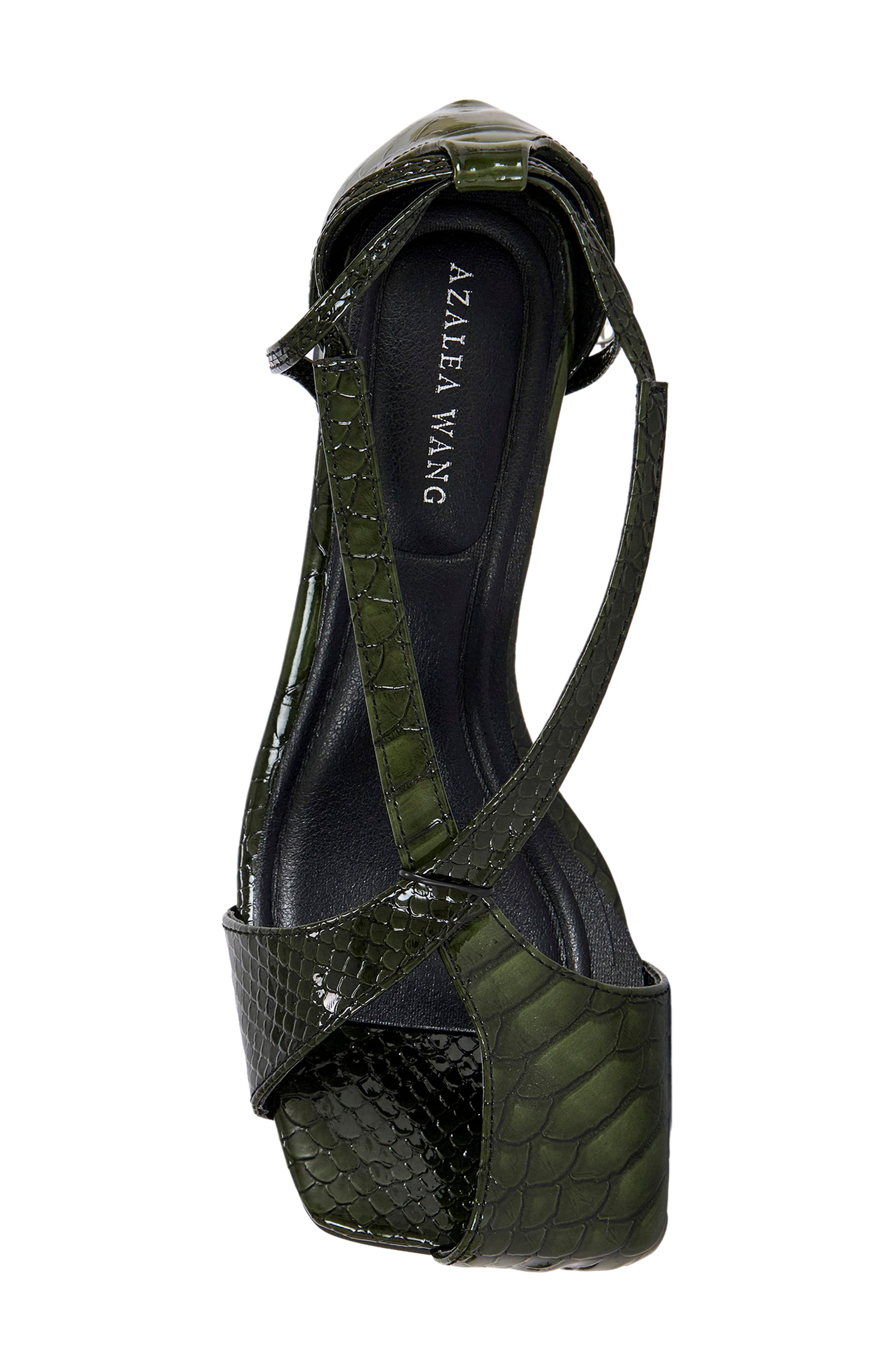 AZALEA WANG Keleder Snakeskin Embossed Ankle Wrap Sandal, Alternate, color, 