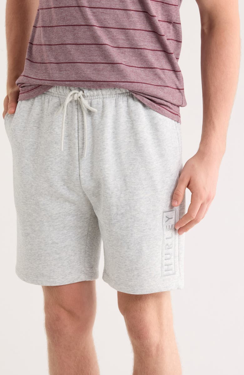 Hurley Boxed Logo Fleece Shorts, Main, color, 