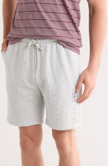 Hurley Boxed Logo Fleece Shorts In Gray