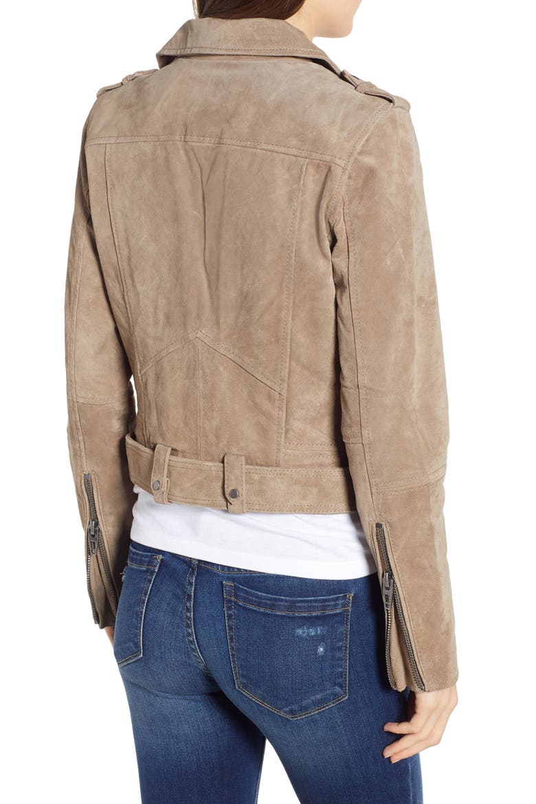 Morning Suede Moto Jacket, Alternate, color, FRENCH TAUPE
