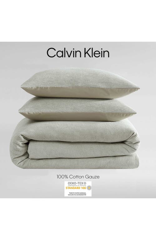 Calvin Klein Microwaffle Duvet Cover & Sham Set In Pale Green