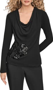 Donna Karan New York Sequin Cowl Neck Top
