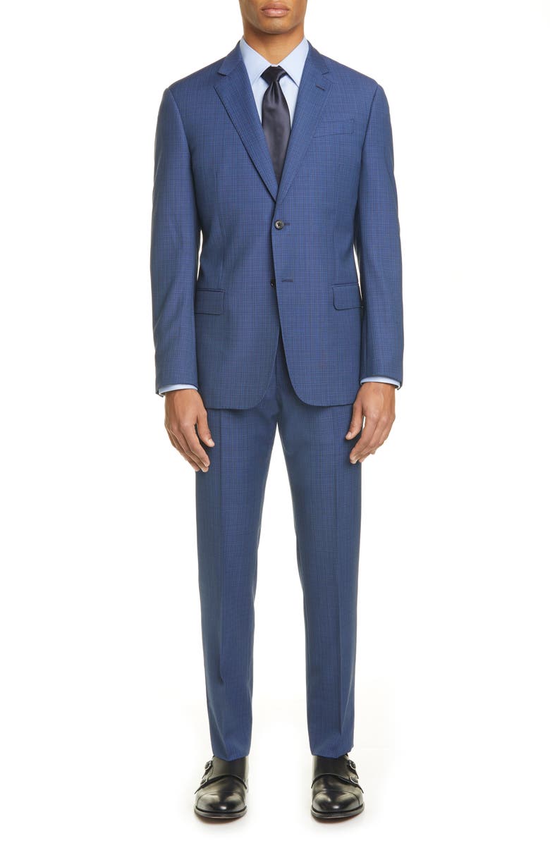 Emporio Armani G Line Trim Fit Check Wool Suit, Main, color, 