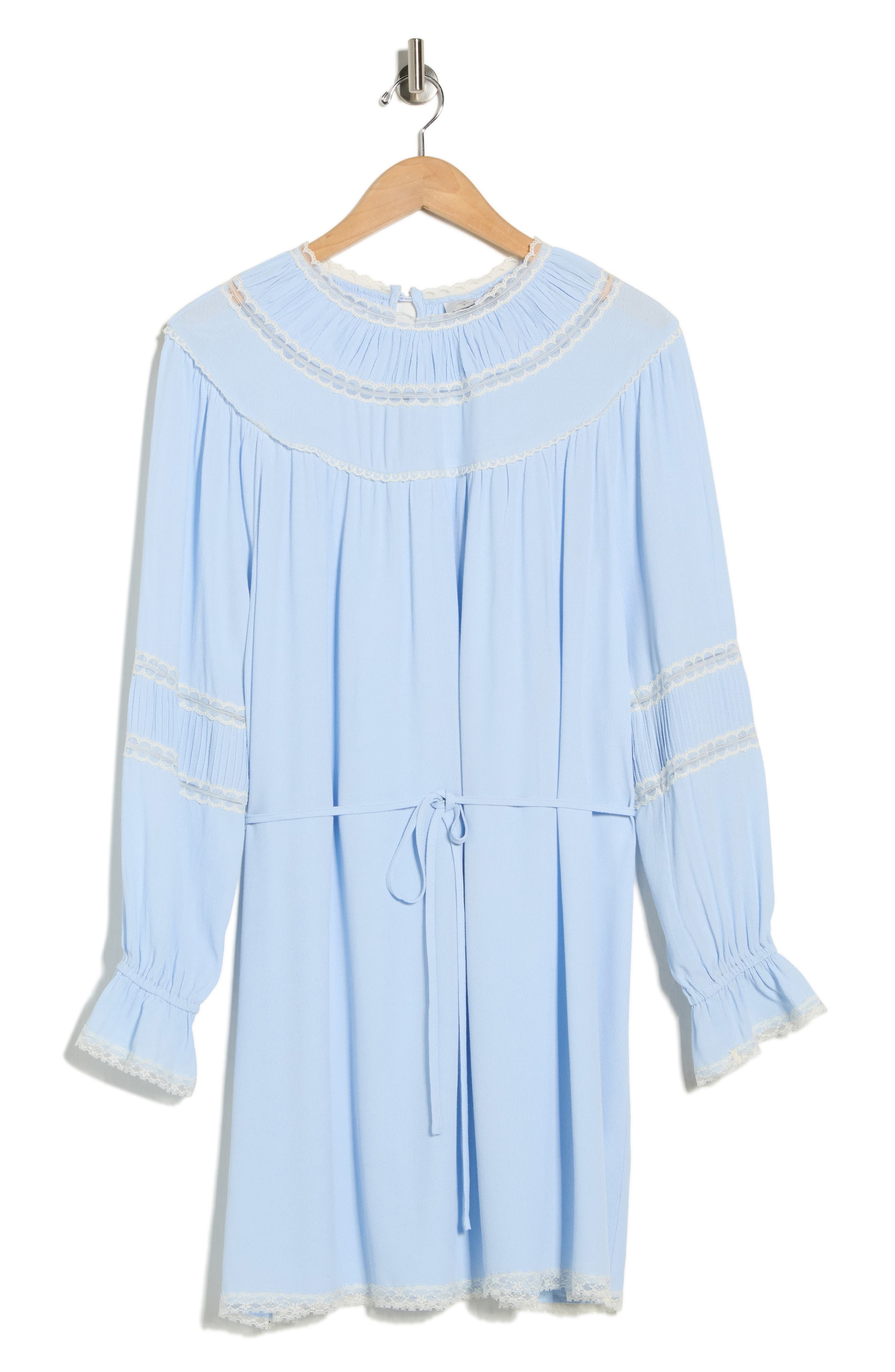 WAYF Lace Trim Long Sleeve Dress