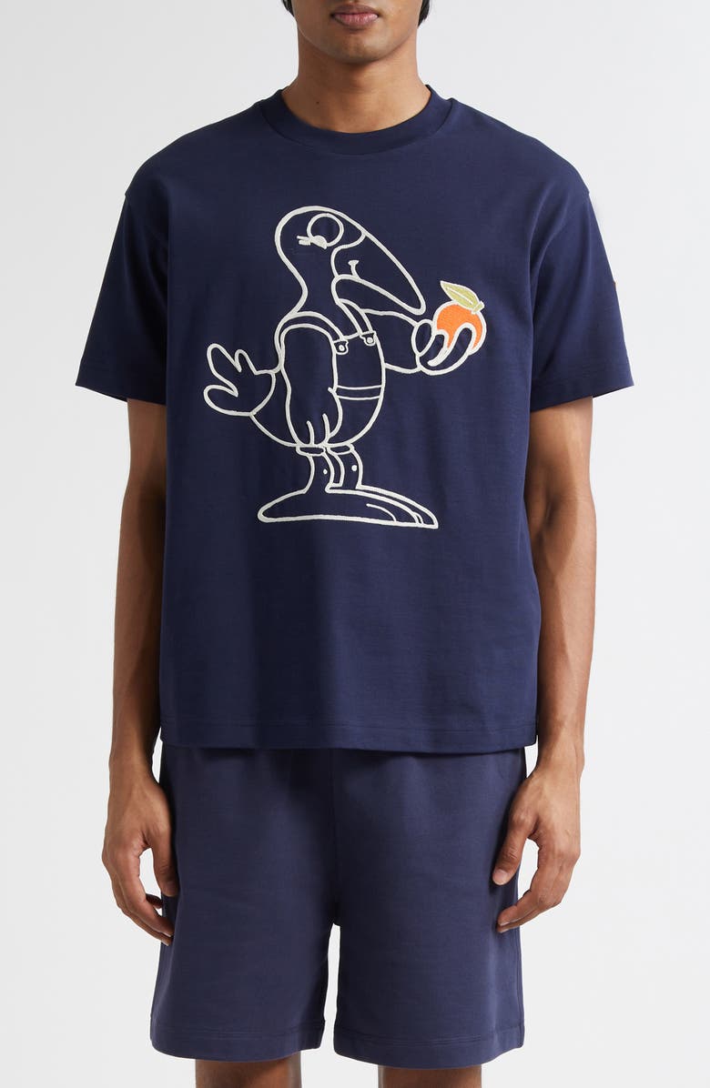 Moncler x Gilga Farm by Donald Glover Embroidered Monduck T-Shirt, Main, color, Navy