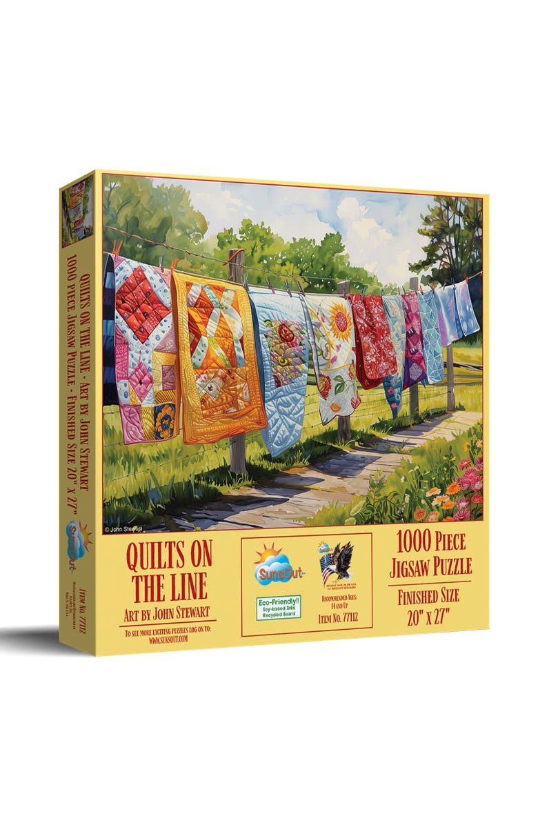 Sunsout Quilts on the Line 1000 piece Jigsaw Puzzle for Adults, Main, color, Multicolor