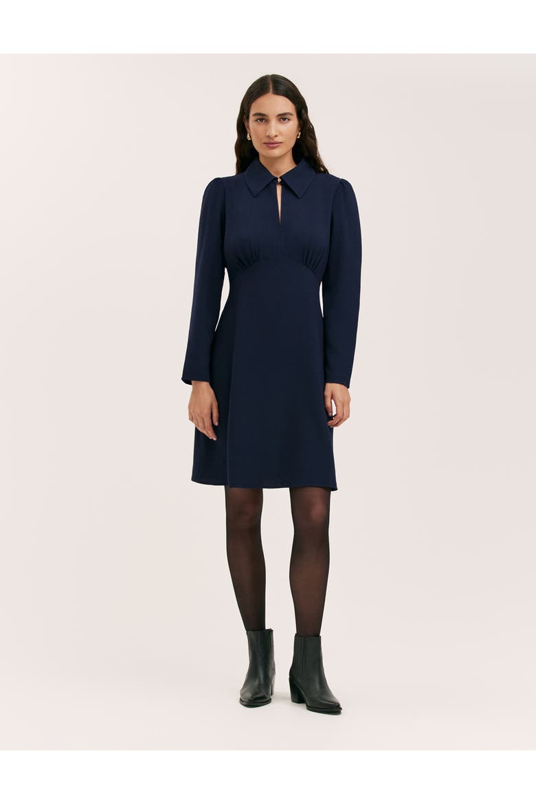 Sabine Long Sleeve Collared Short Dress, Main, color, Navy