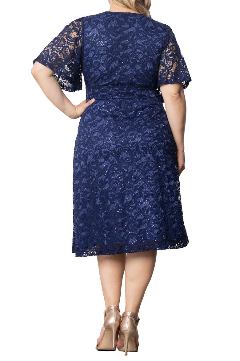 Starry Sequin Lace Fit & Flare Cocktail Dress, Alternate, color, NOCTURNAL NAVY