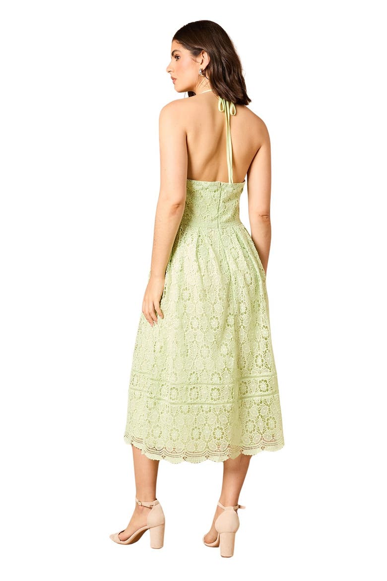 Lace Detail Halterneck Midi Dress, Alternate, color, Sage