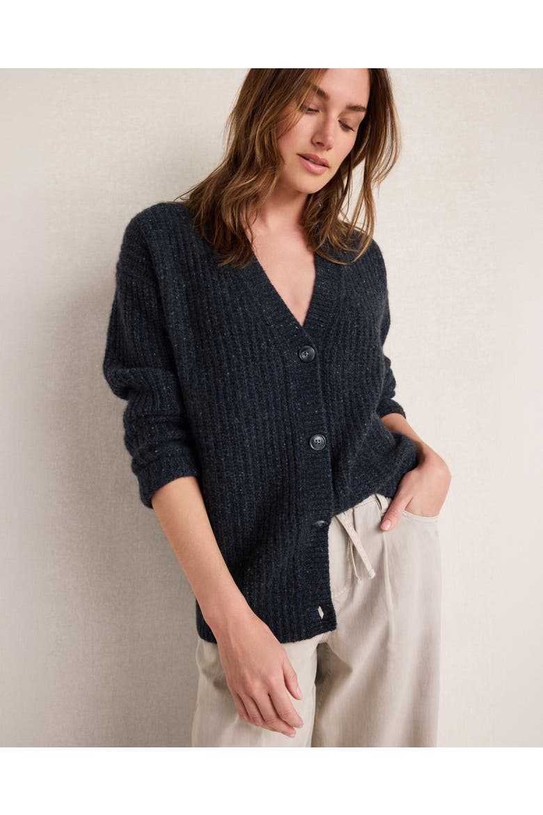 Marled Cashmere Shaker Stitch Cardigan, Main, color, Nightfall Fleck