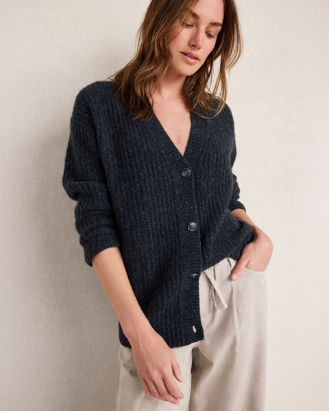 Marled Cashmere Shaker Stitch Cardigan