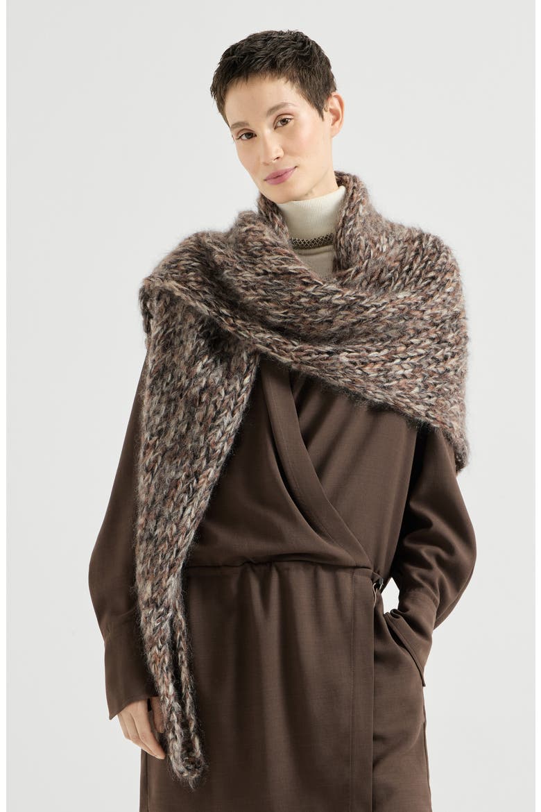 Mohair knit shawl, Main, color, Bark