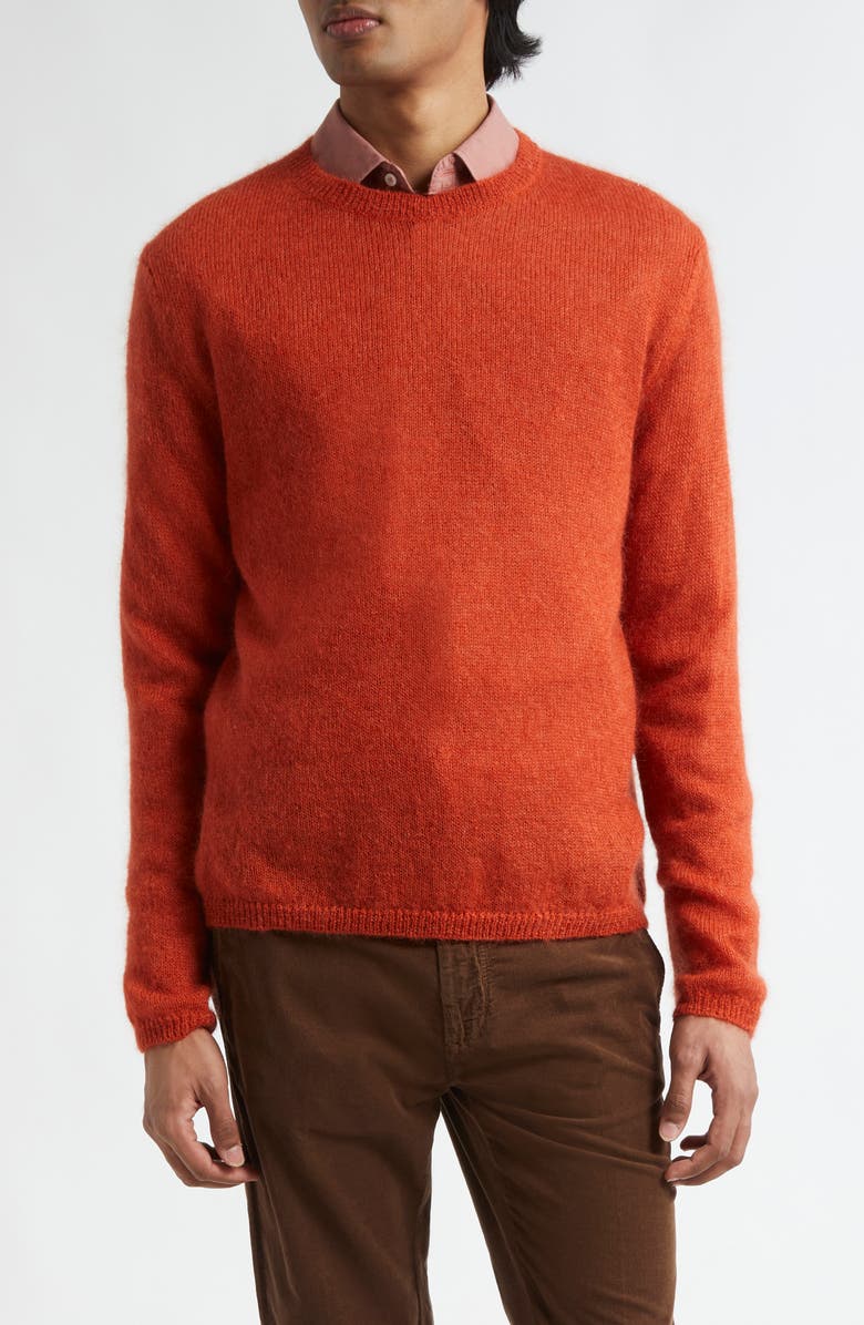 Massimo Alba Kid Mohair & Mulberry Silk Crewneck Sweater, Main, color, Russet