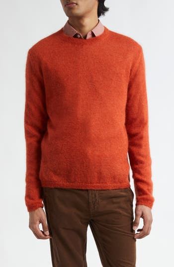 Massimo Alba Kid Mohair & Mulberry Silk Crewneck Sweater In Russet