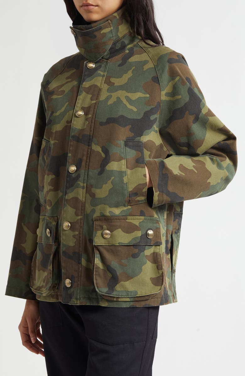 Nili Lotan Andrew Stretch Cotton Military Jacket, Alternate, color, Camouflage