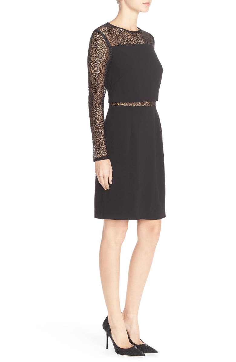 Aidan by Aidan Mattox Mixed Media Popover Dress, Alternate, color, Black