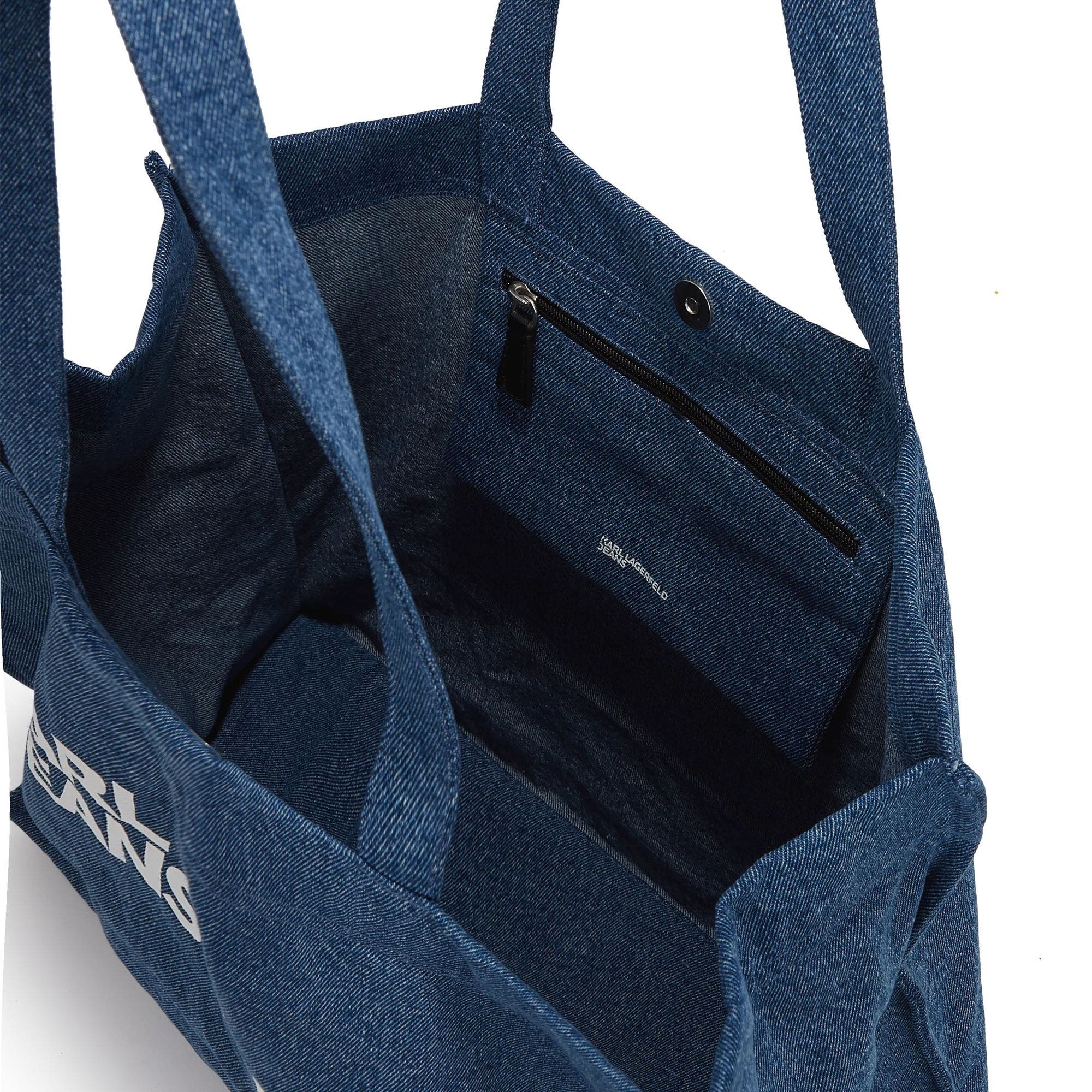 Denim Logo Shopper Tote, Alternate, color, Washed Mid Blue