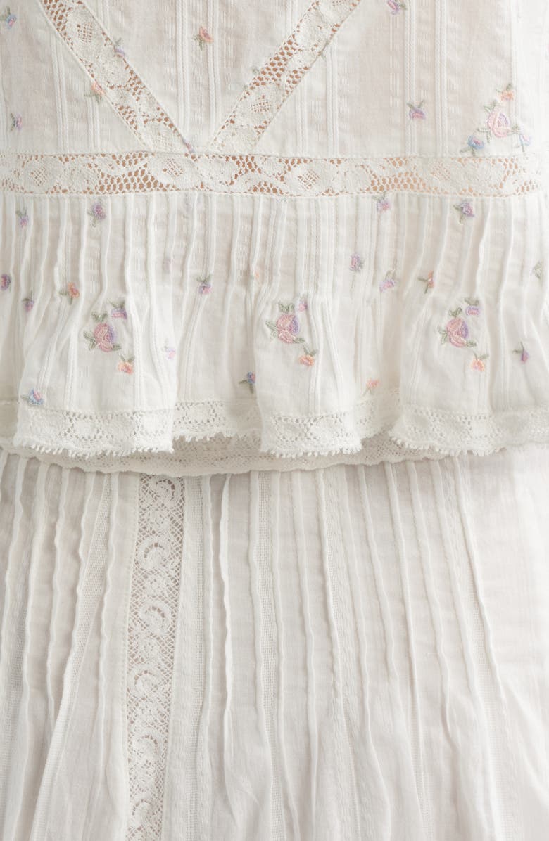 LoveShackFancy Ondeline Embroidered Ruffle Camisole, Alternate, color, Sun Bleached Meadow