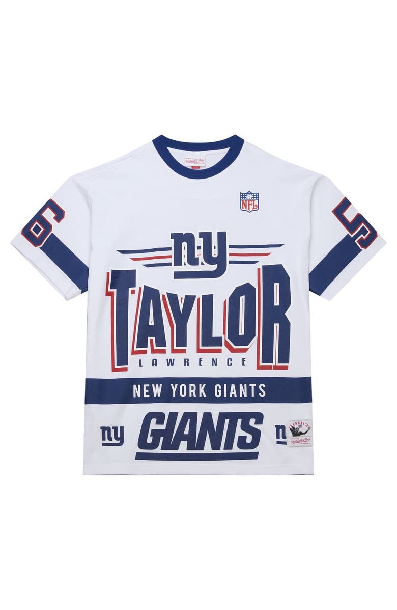 Mitchell & Ness Men's Mitchell & Ness Lawrence Taylor White New York Giants Name & Number Team Origins Vintage Logo T-Shirt, Alternate, color, White