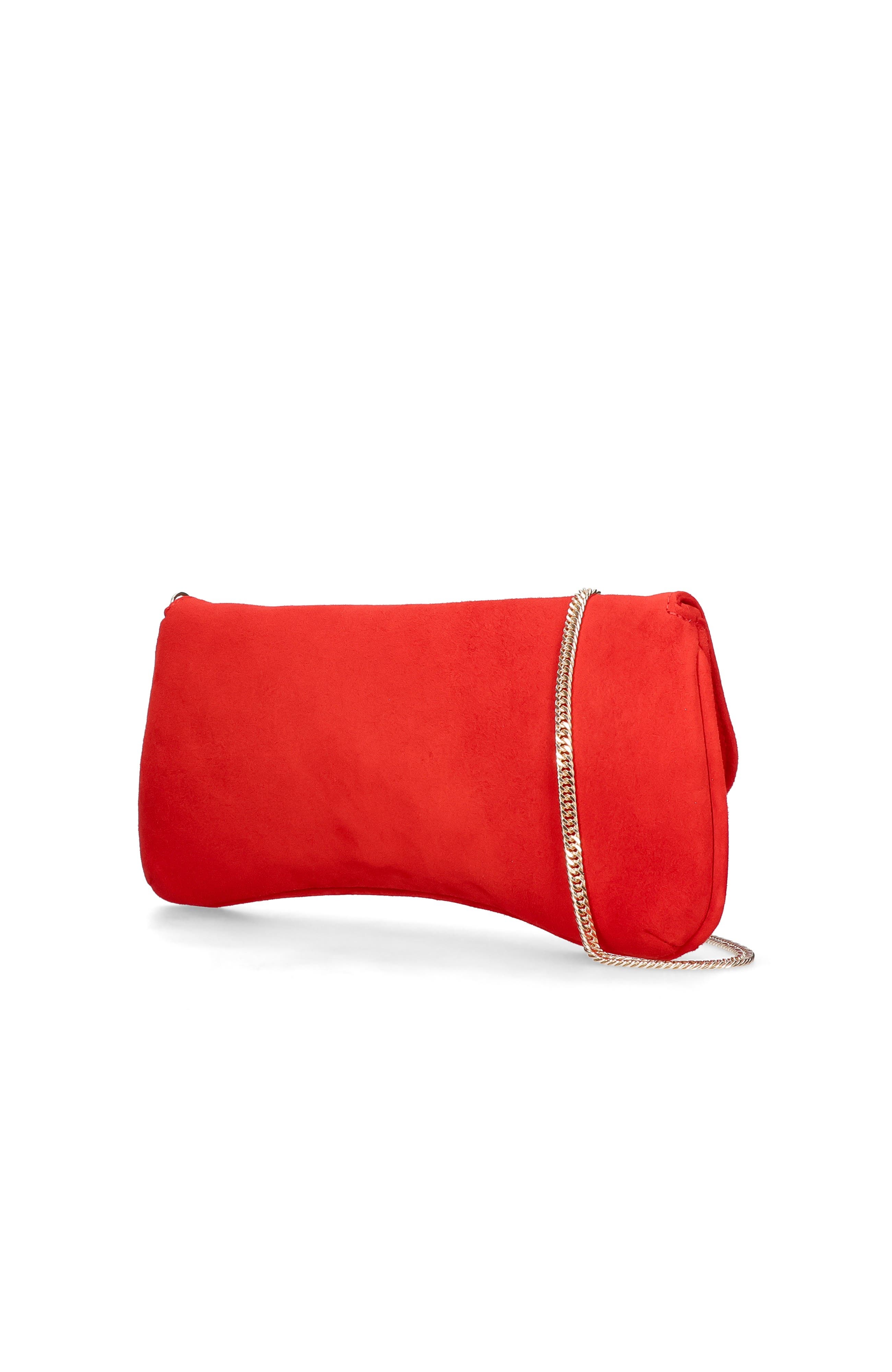 Medium Leather Clutch With Cross Body Chain Strap, Alternate, color, Red