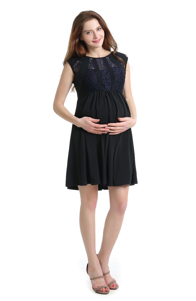 Kimi and Kai Lara Lace Trim Maternity Dress, Alternate, color, 