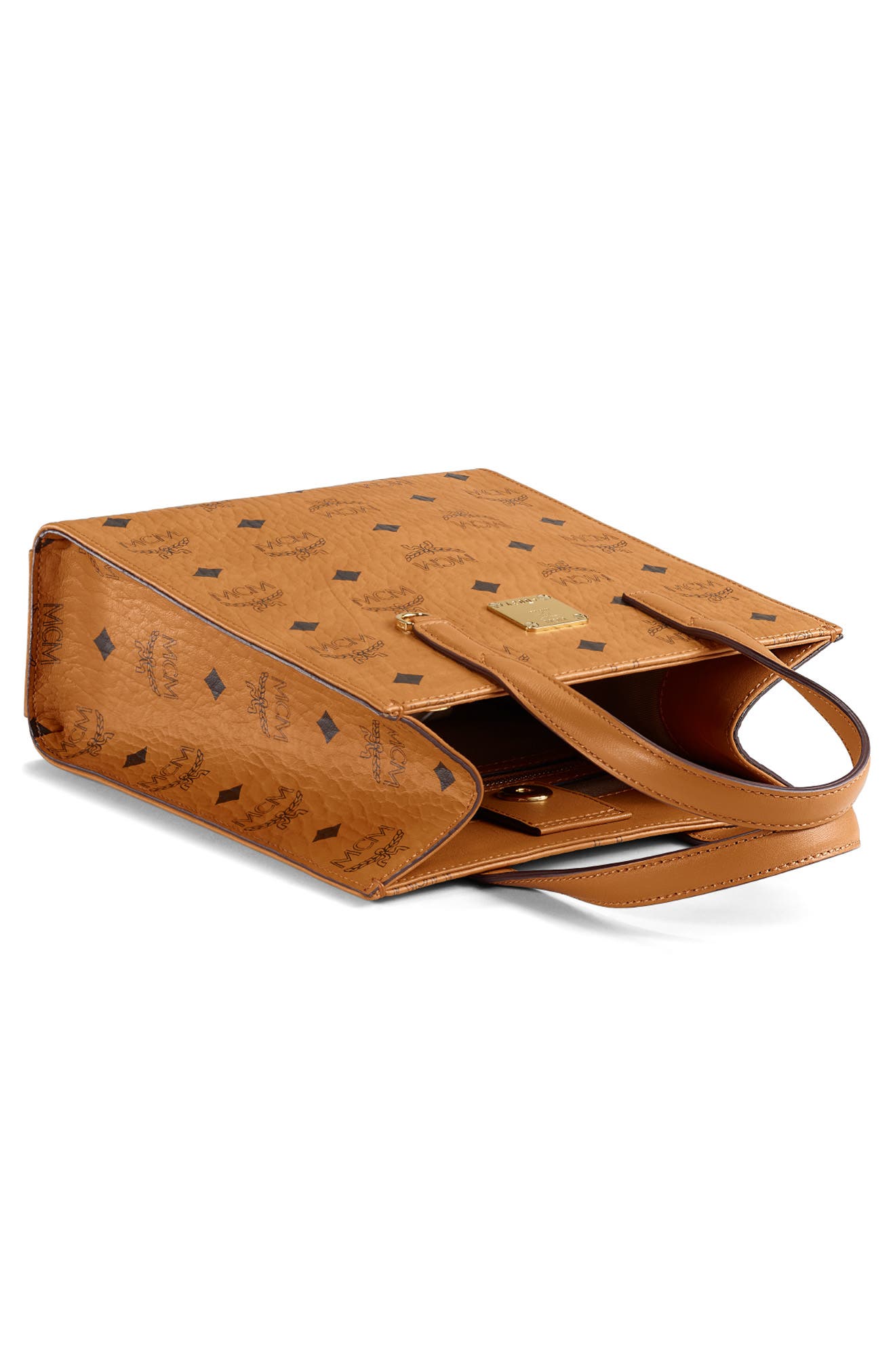 MCM Visetos Coated Canvas Mini Tote, Alternate, color, Cognac