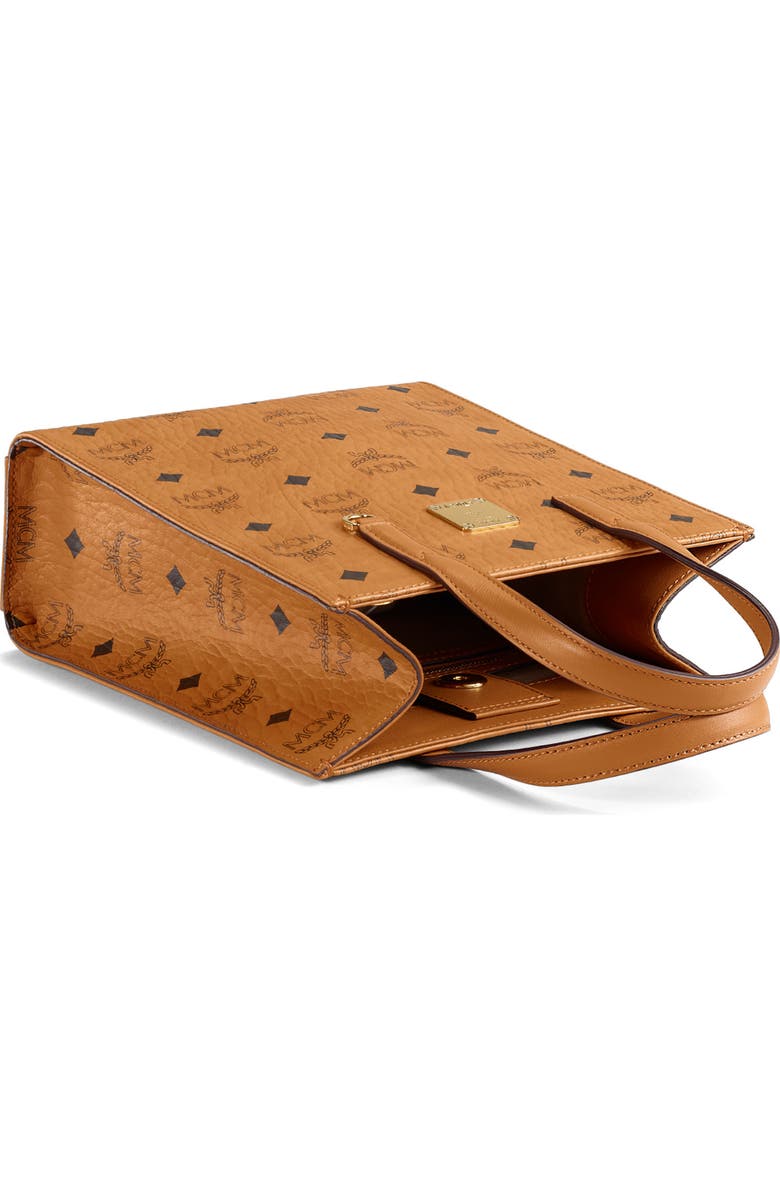 MCM Visetos Coated Canvas Mini Tote, Alternate, color, Cognac