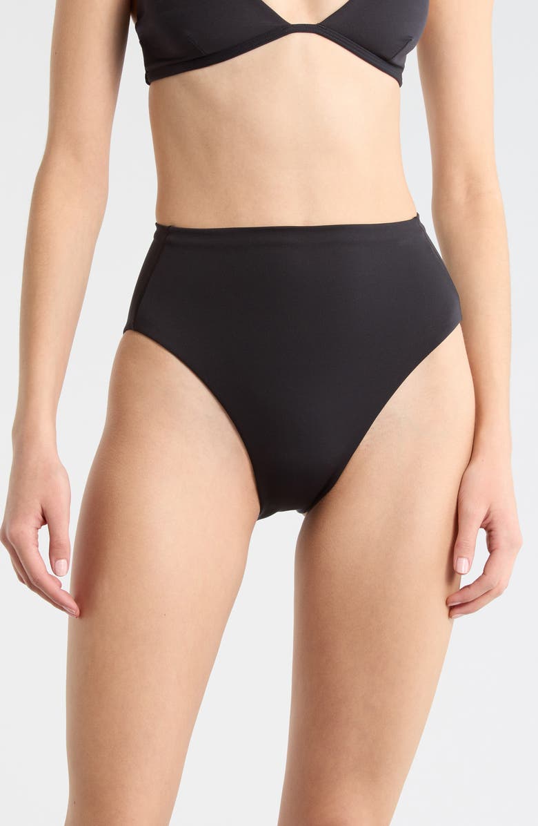 LEFT ON FRIDAY Hi Hi High Waist Bikini Bottoms, Main, color, Jet