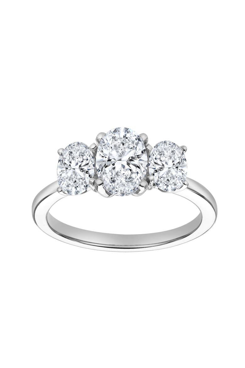 Delila 14K Gold Oval Cut Lab Grown Diamond Trinity Ring - 2 ct, Main, color, 14K White Gold