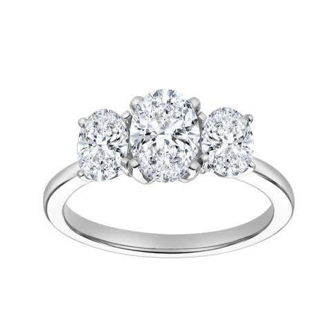 Delila 14K Gold Oval Cut Lab Grown Diamond Trinity Ring - 2 ct