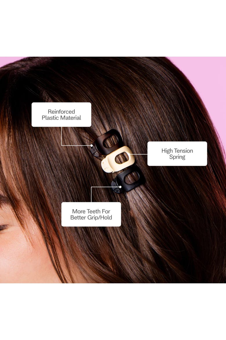 Mini Lay Flat Claw Clip Set, Alternate, color, Brown