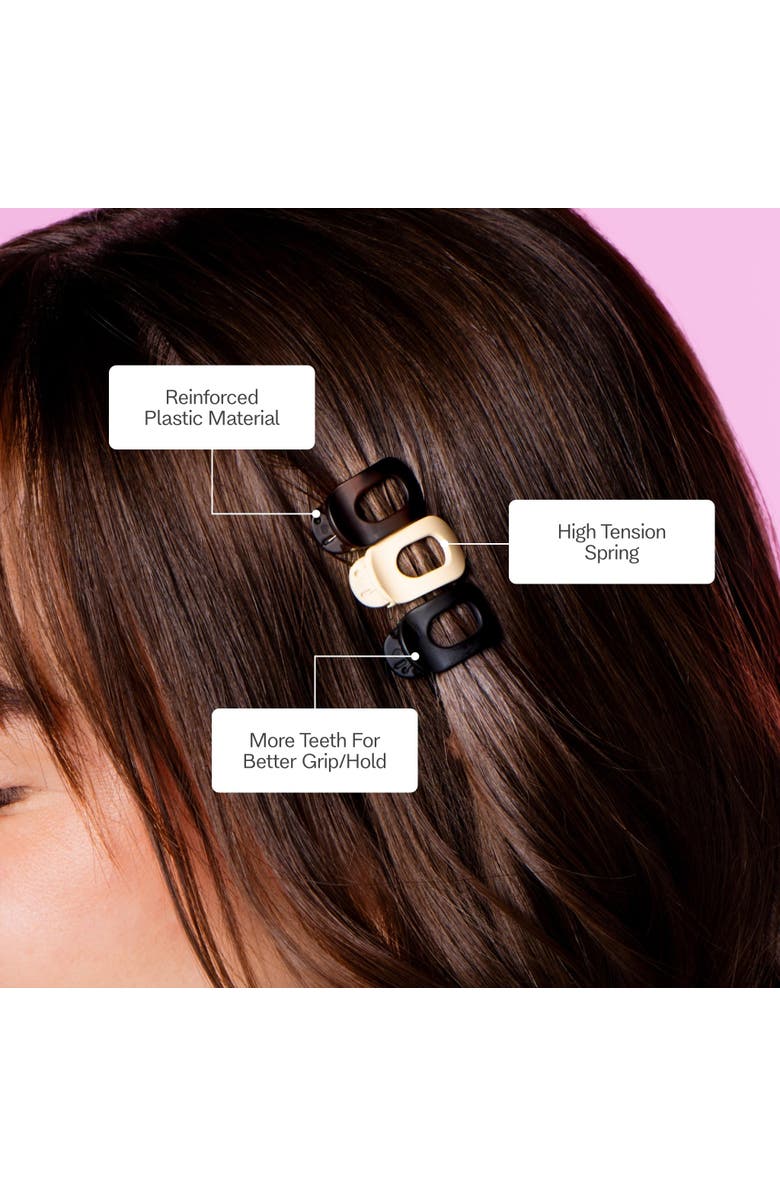 Gimme Beauty Mini Lay Flat Claw Clip Set, Alternate, color, Brown