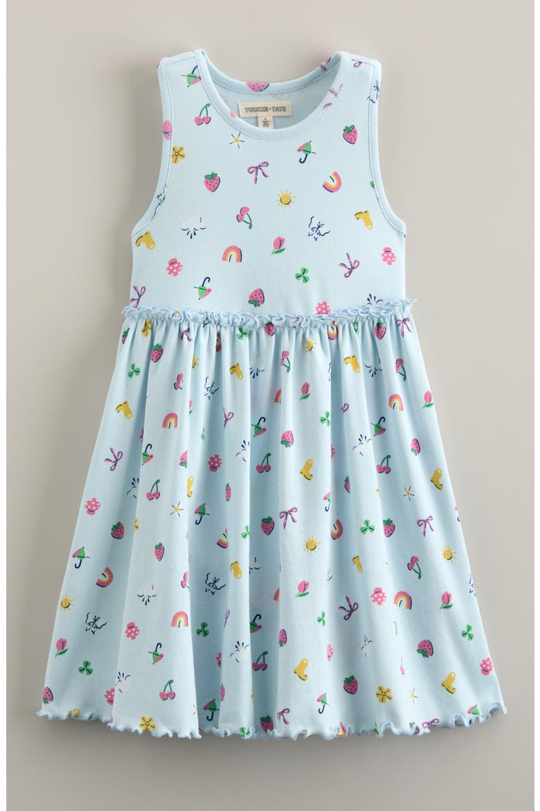 Kids' Print Racerback Dress, Main, color, BLUE DELICATE RAINY DAY