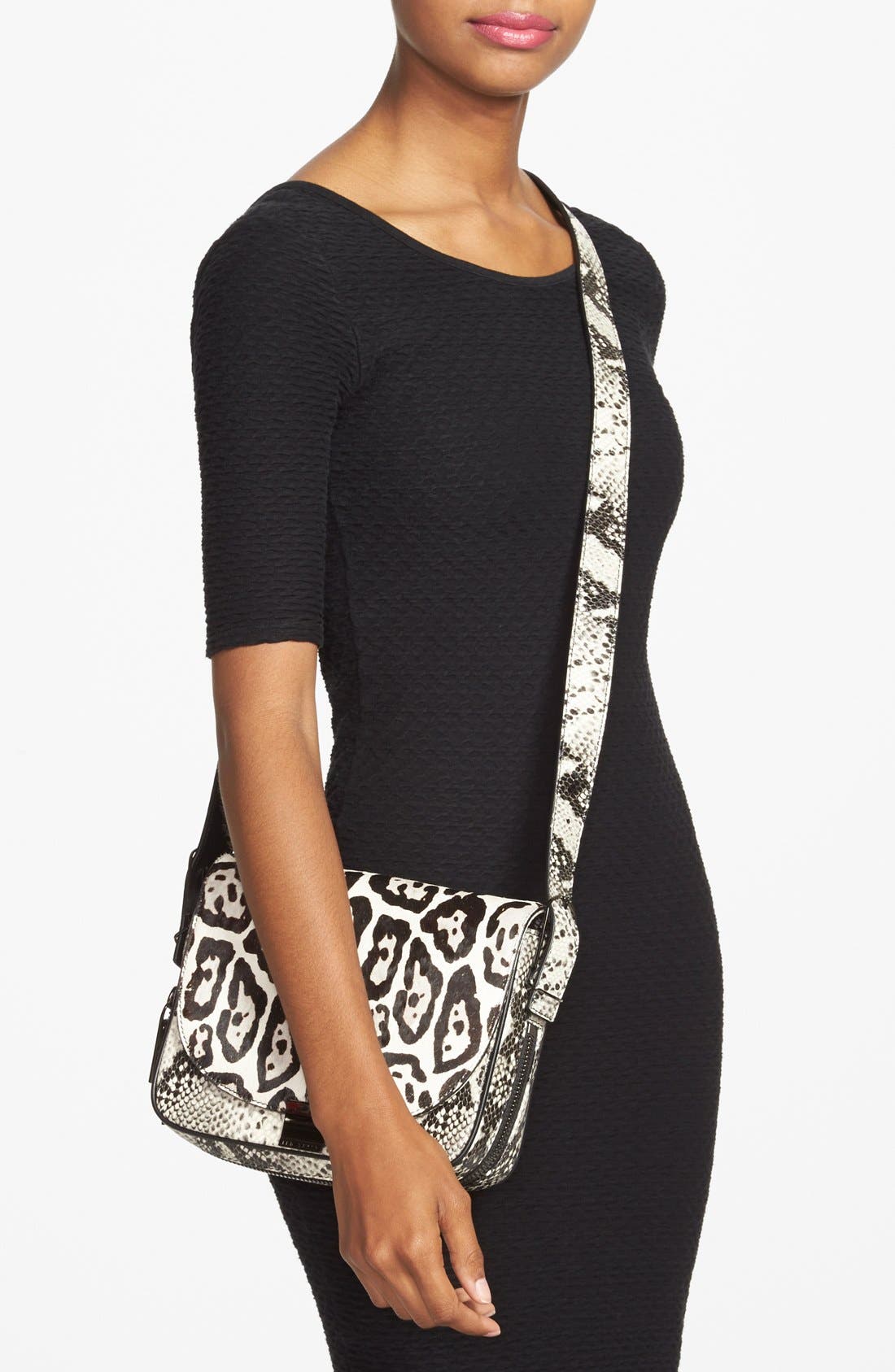 'Large Exotic' Crossbody Bag, Alternate, color, BLACK