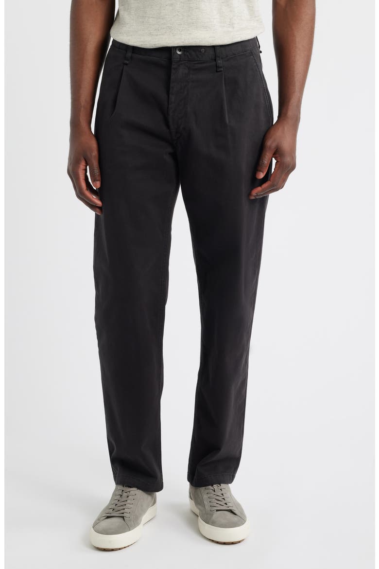 Evan Trim Fit Pleated Stretch Cotton Chinos, Main, color, BLACK