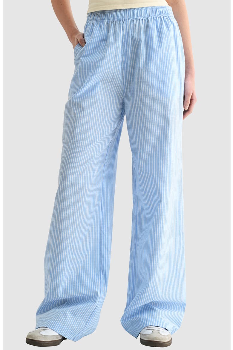 Stripe Wide Leg Pull-On Pants, Main, color, LIGHT BLUE
