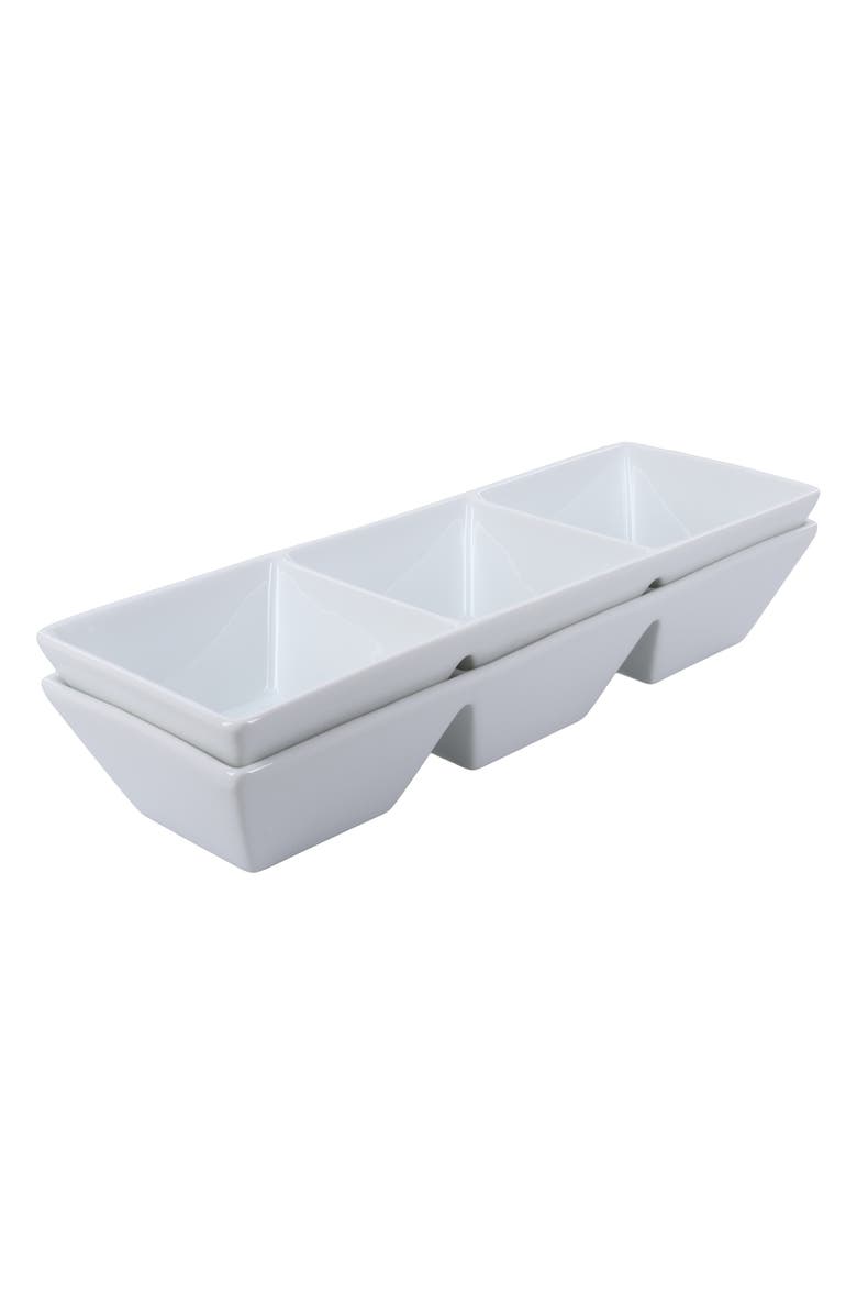BIA Cordon Bleu Set of 2 3-Compartment Serving Bowls, Alternate, color, White