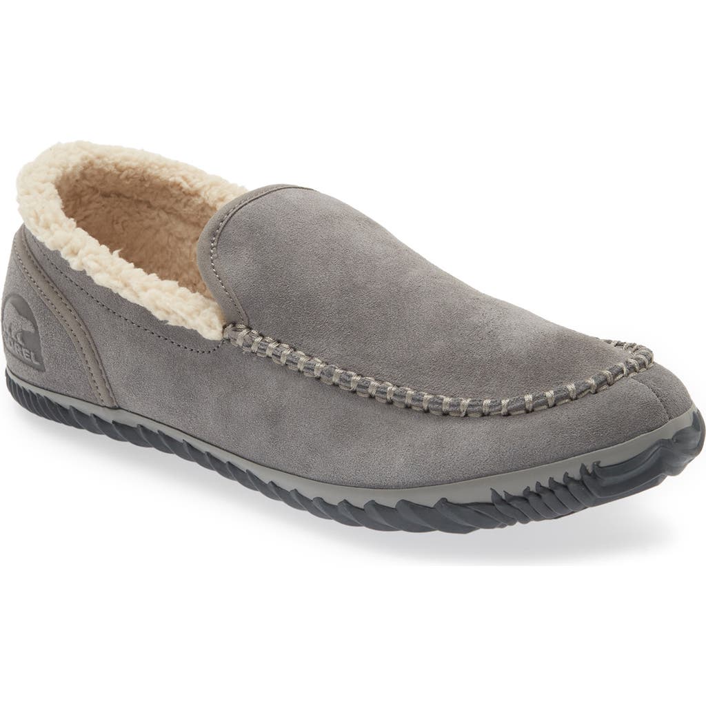 Sorel Dude Moc™ Faux Fur Lined Slipper In Gray