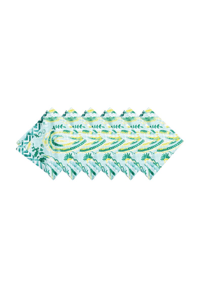 Jade Cotton Reversible Cloth Napkin Set of 6, Alternate, color, Blue