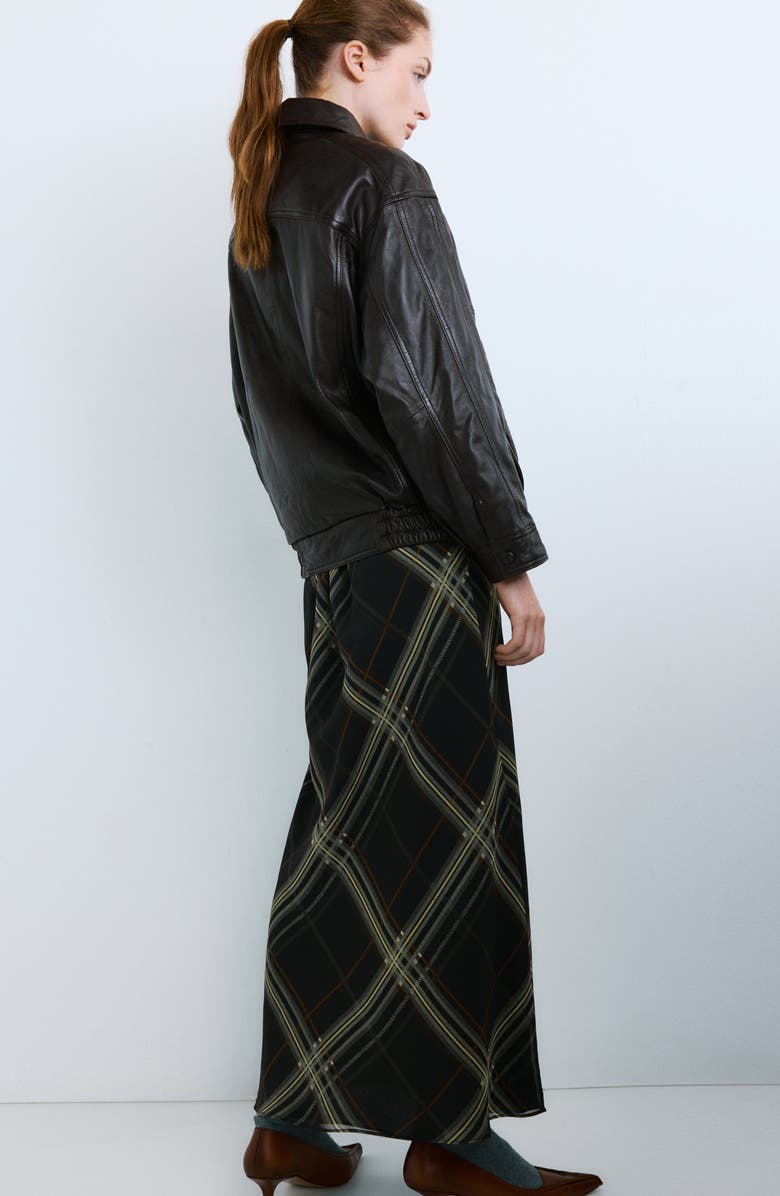 MANGO London Oversize Leather Jacket, Alternate, color, Brown