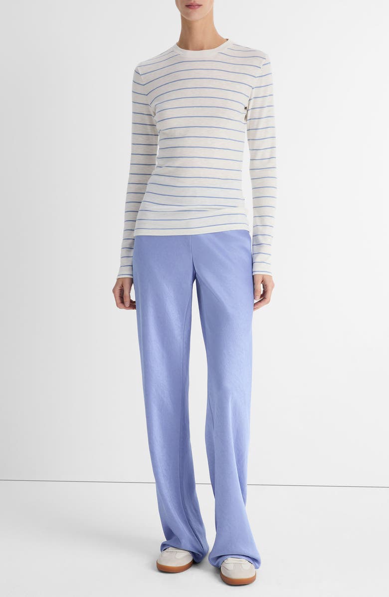 Vince Stripe Long Sleeve Cotton
Modal Crewneck Top, Alternate, color, Pacific Opal Combo