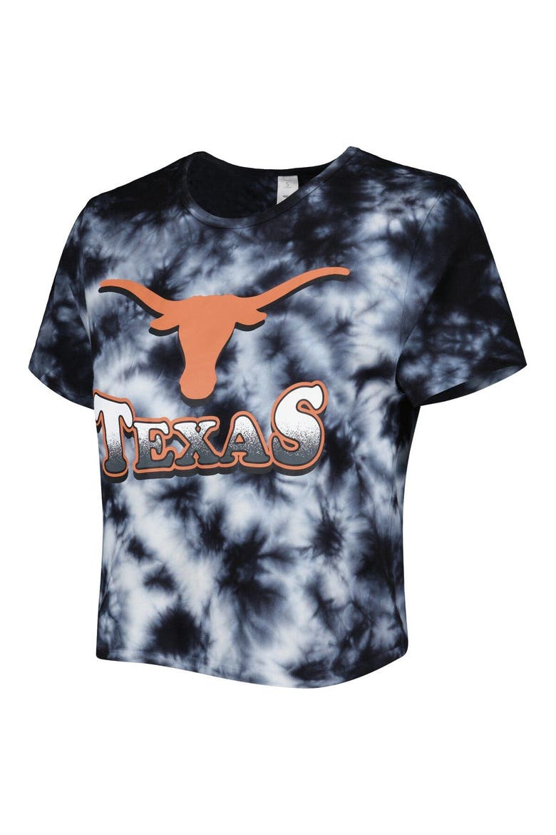 Women's ZooZatz Black Texas Longhorns Cloud-Dye Cropped T-Shirt, Alternate, color, Black