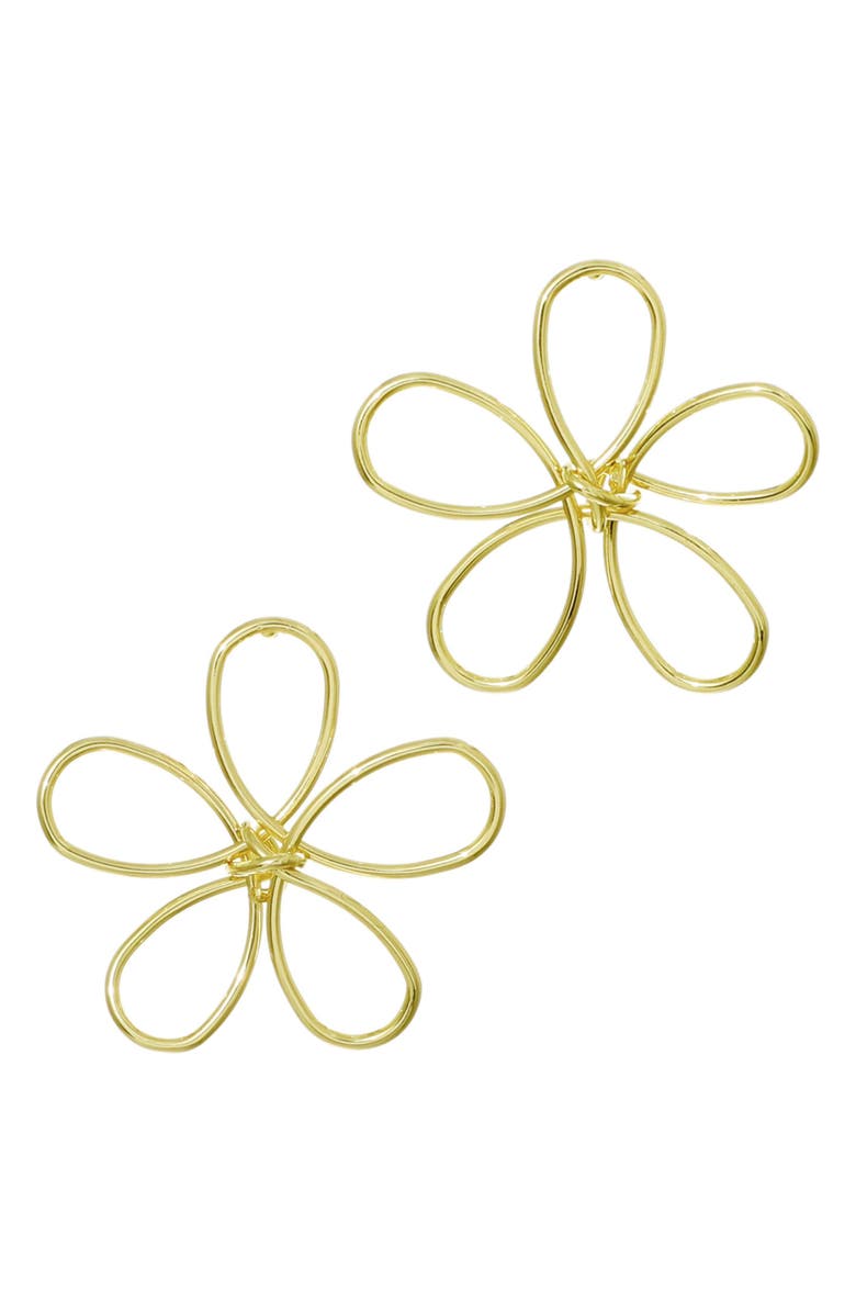 Adornia Oversize Flower Stud Earrings, Main, color, Gold