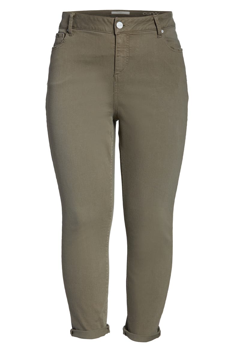 High Waist Distressed Ankle Boyfriend Jeans, Alternate, color, DARK OLIVE